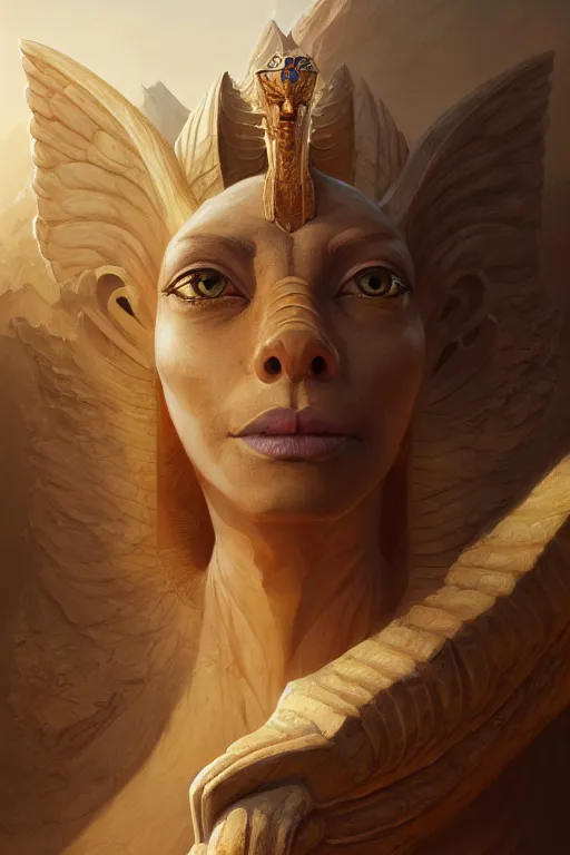 Prompt: legendary sphinx, highly detailed, d & d, fantasy, highly detailed, digital painting, trending on artstation, concept art, sharp focus, illustration, global illumination, ray tracing, realistic shaded, art by artgerm and greg rutkowski and fuji choko and viktoria gavrilenko and hoang lap, sunny