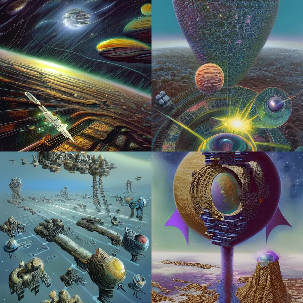 Prompt: a growing block universe, hard sci fi, illustration of a speculative cosmological model, by jim burns