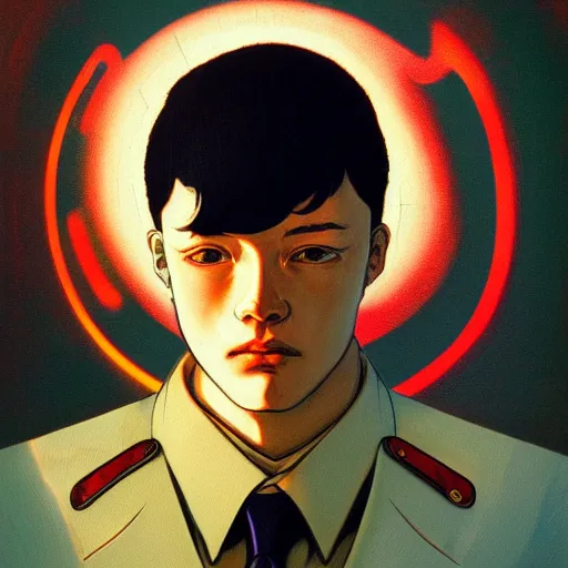 Image similar to prompt : soviet doomer portrait soft light painted by james jean and katsuhiro otomo and erik jones, inspired by akira anime, smooth face feature, intricate oil painting, high detail illustration, sharp high detail, manga and anime 1 9 9 9