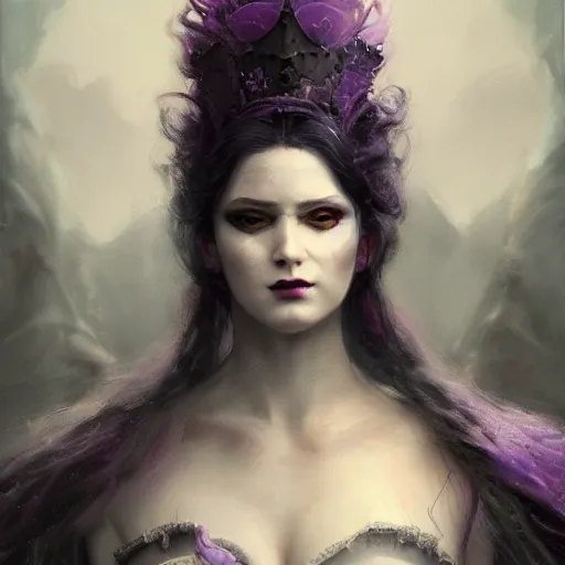 Image similar to picture generation, soft painting curiosities carnival, beautiful battle mage in full long dress, perfect face, accurate features, focus, very intricate ultrafine details, black white purple volumetric clouds, award winning masterpiece, octane render 8 k hd, tom bagshaw artstyle