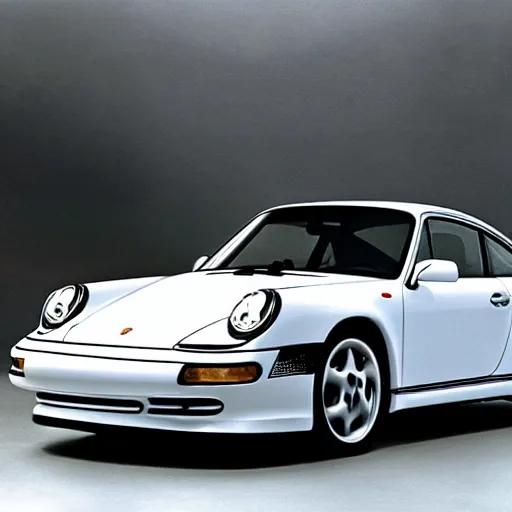 Prompt: Porsche 911 Concept car, 1996 tv ad footage