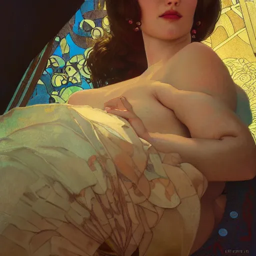 Prompt: modern woman | hyperrealistic | digital painting | trending on artstation | pinup portrait | clean | illustration | dressed | Unreal Engine 5 | 8k resolution | by Greg Rutkowski Alphonse Mucha Gustav Klimt and Mel Ramos