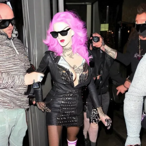 Prompt: paparazzi photo of jeffree star entering a club