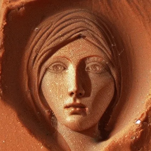 Image similar to virgin mary face image in soil on mars photo