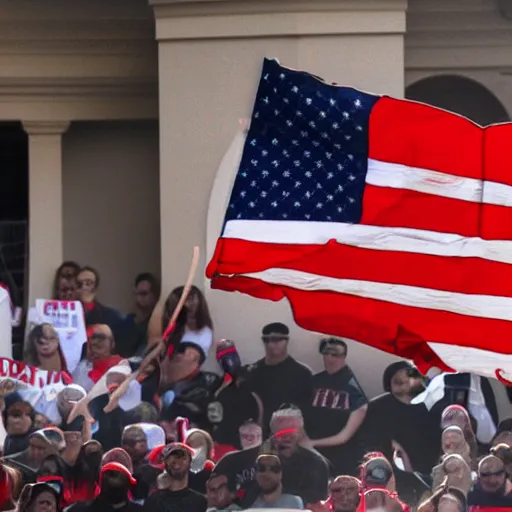 Prompt: burning maga flag,