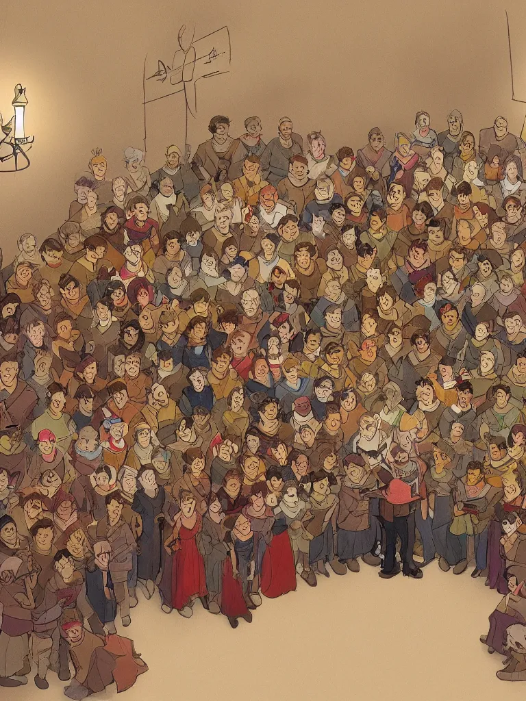 Image similar to choir by disney concept artists, blunt borders, rule of thirds