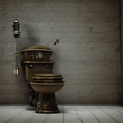 Prompt: steampunk toilet, octane render 4k