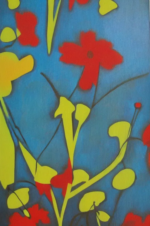 Image similar to mid century modern art retro floral on canvas by bernard simunovic