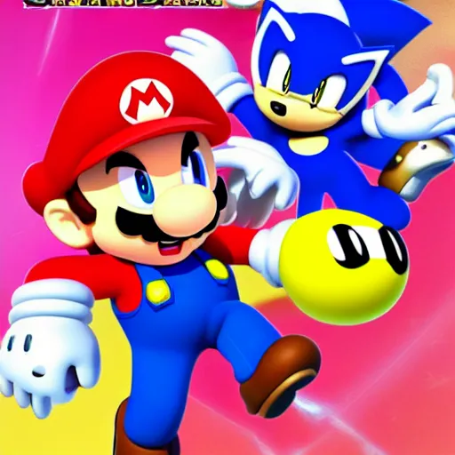 Image similar to super mario, kirby, sonic the hedgehog, super smash bros, star wars themed movie poster high detail accurate eyes and good gesture poses, pokemon anime cartoon style