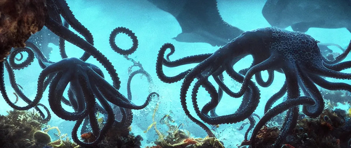 Image similar to ocean octopus monster dramatic lighting cinematic establishing shot extremely high detail foto realistic cinematic lighting post processed