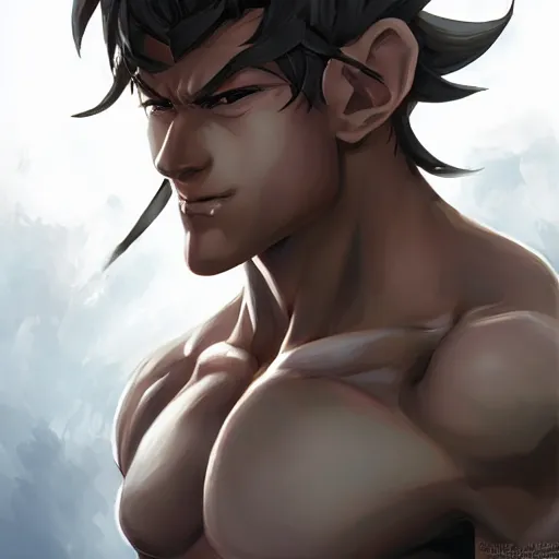 anime portrait of goblins as a muscular anime boy by, Stable Diffusion