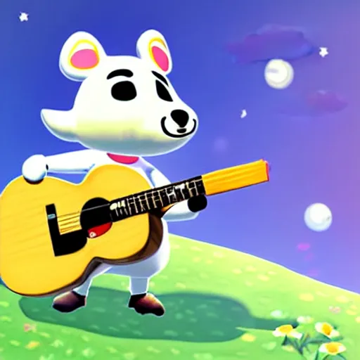 Image similar to k. k slider, animal crossing, playing guitar at a concert, fan art, concept art