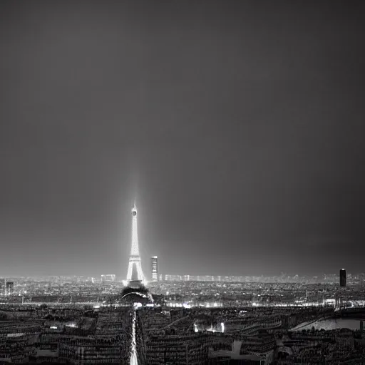 Prompt: paris city during apocalypse, volumetric light, scenic view, profound dark scary