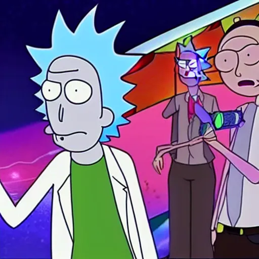 Prompt: if Rick and Morty was an anime