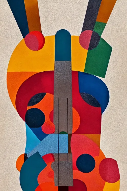 Image similar to guitar, notes, geometric architectures shapes, abstract expressionism, essence of street forms, geometric structures in style of sonia delaunay, high detail, symmetry, poster