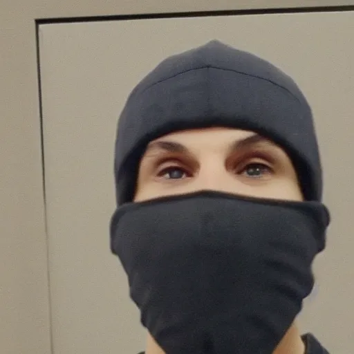 Image similar to xQc robbing a bank laughing, portrait, realistic 4k