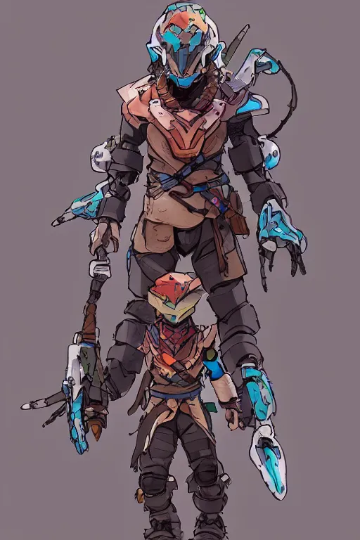 Image similar to combination suit armor aloy horizon forbidden west horizon zero dawn robot ninja mask helmet backpack tribal, art gta 5 comics, official fanart behance hd artstation by jesper ejsing, by rhads, makoto shinkai and lois van baarle, ilya kuvshinov, ossdraws