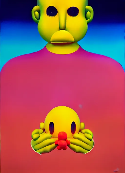 Image similar to person by shusei nagaoka, kaws, david rudnick, airbrush on canvas, pastell colours, cell shaded, 8 k