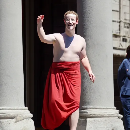 Image similar to mark zuckerberg wearing a roman toga