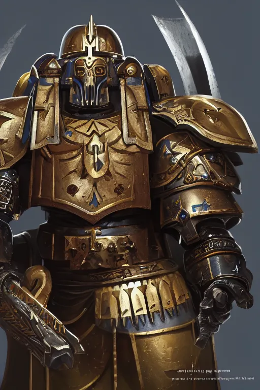 Image similar to armor portrait heros warhammer 4 0 k horus heresy fanart - the primarchs emperor by johannes helgeson animated with vfx concept artist & illustrator global illumination ray tracing hdr fanart arstation zbrush central hardmesh 8 k octane renderer