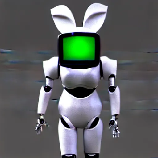 Prompt: robot rabbit suit, photorealistic, unreal engine, 3 d