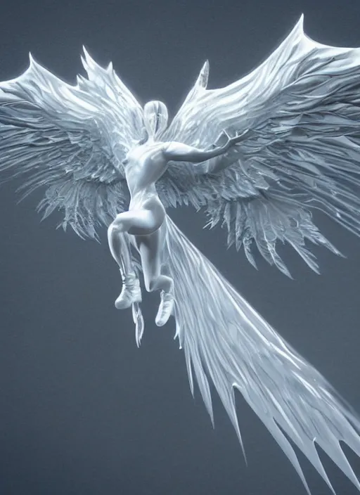 Image similar to white phoenix ultra detail 3d render on salt mountain simple background simple background graphic design fai khadra gaika kris andrew small style