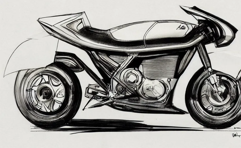 Image similar to 1 9 7 0 s kawasaki sport motorcycle concept, sketch, art,