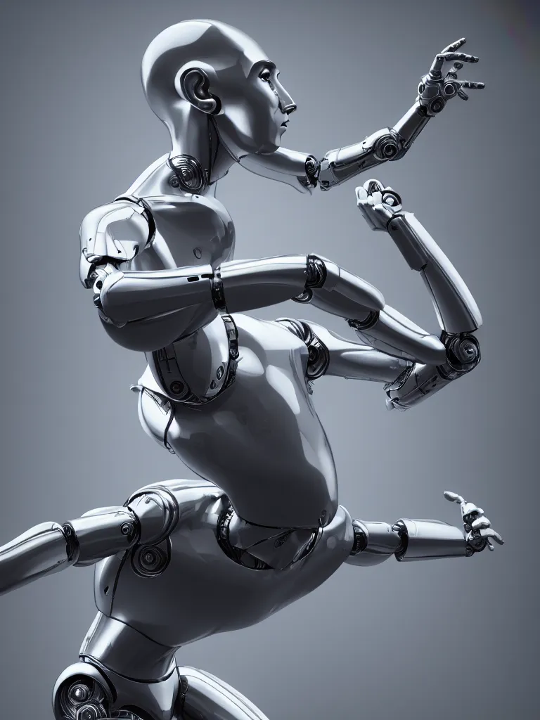 Prompt: The Discobolus of Myron as an I Robot, by mario feng, ray tracing, master shot, octane render, 8k, ultra hd, perfect light