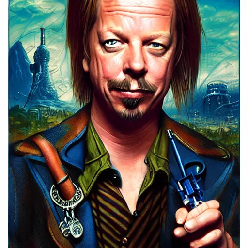 Prompt: atompunk thief david spade, fantasy, d & d, intricate, detailed, by drew struzan, detailed, trending on artstation, trending on artstation, smooth