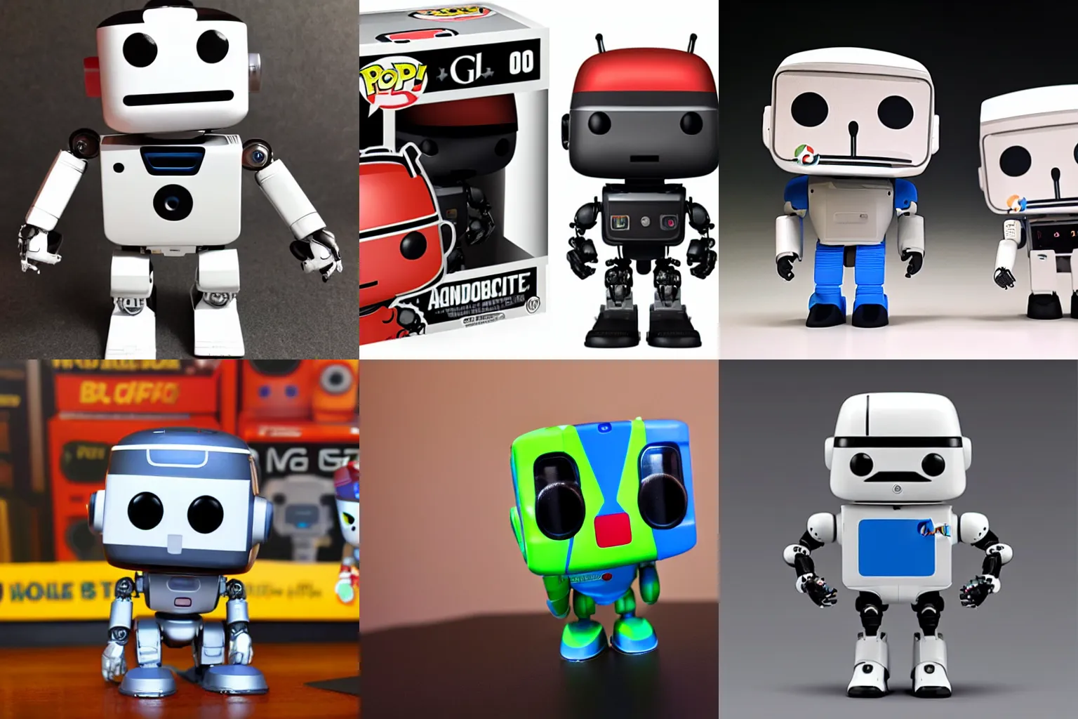 Prompt: google android robot as a funko pop collectible figure