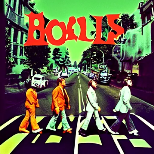 Image similar to boglins on the beatles album cover, 8 k resolution hyperdetailed photorealism