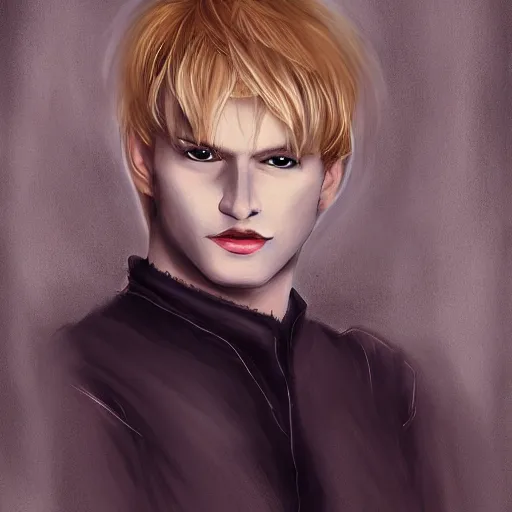 Prompt: portrait of a blond vampire prince by Phobs0