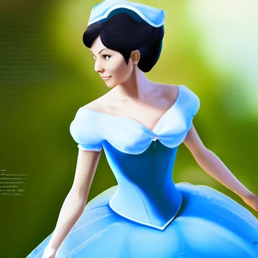 Image similar to Wii Fit Trainer dressed as Cinderella, realistic, artstation