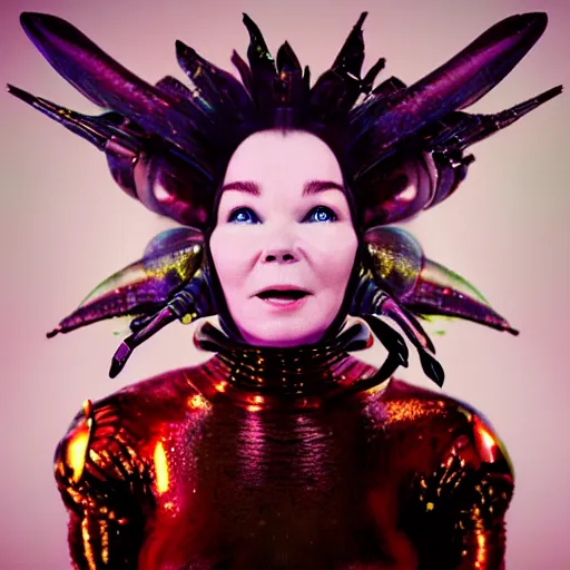 Image similar to bjork as an alien visitor to a new world, delivering musical artistry never before heard or seen