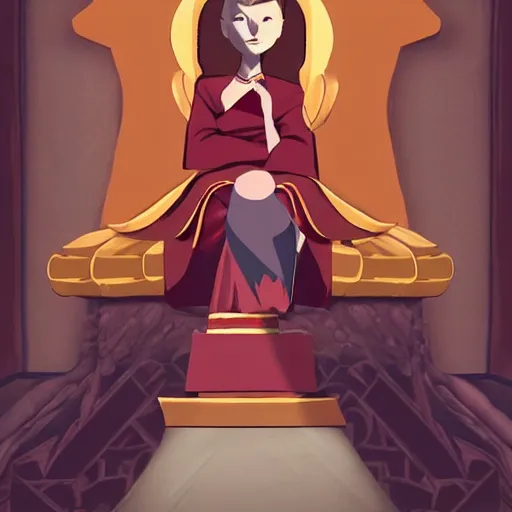 Image similar to ! dream a warrior princess sitting in her court, in the style of the last airbender