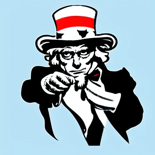 Prompt: uncle sam reaching out and holding a taco