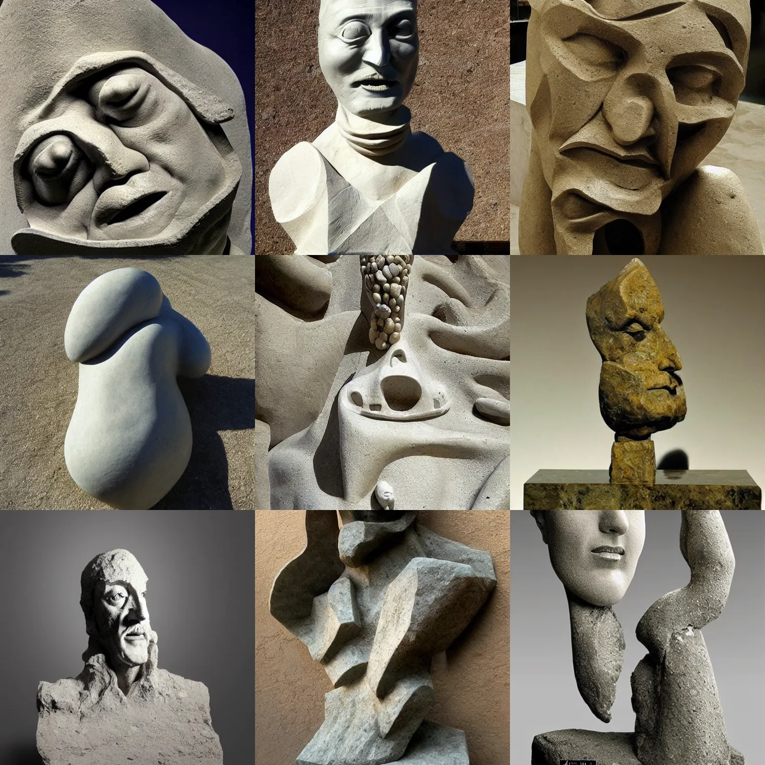 Prompt: stone sculpture by salvador dali, trending on artstation, favorites on deviantart, high quality art. artwork masterpieces, award winning