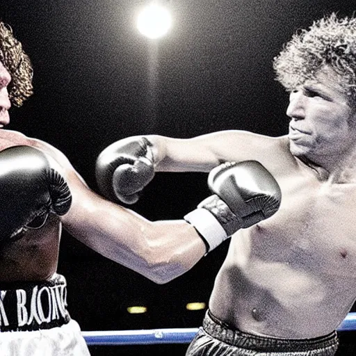 Image similar to ”ESPN photograph of Zack de la Rocha punching Jon Bon Jovi in boxing match, 4k uhd”