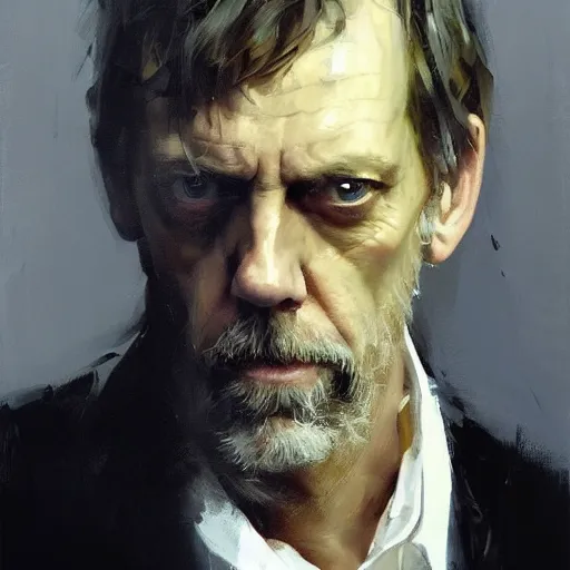 Image similar to face protrait of hugh laurie,, jeremy mann painting