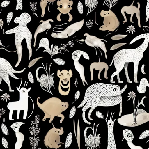 Image similar to animals and plants on a black background, wallpaper, Illustration, Anatomical Drawing, Painting