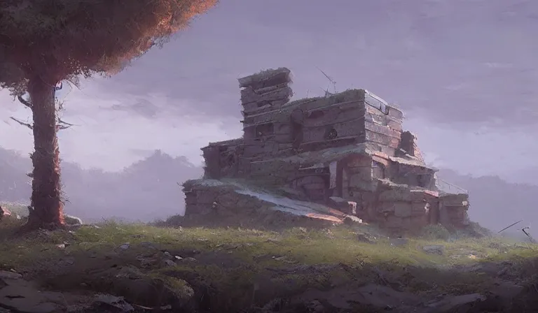 Image similar to A serene landscape with a singular building in the style of Eytan Zana.