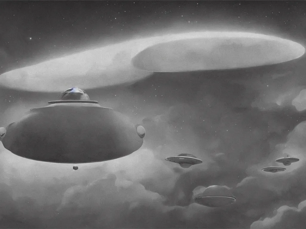 Prompt: a beautiful matte painting of an ufo by m. c. escher, cinematic, dynamic lighting, concept art, realistic