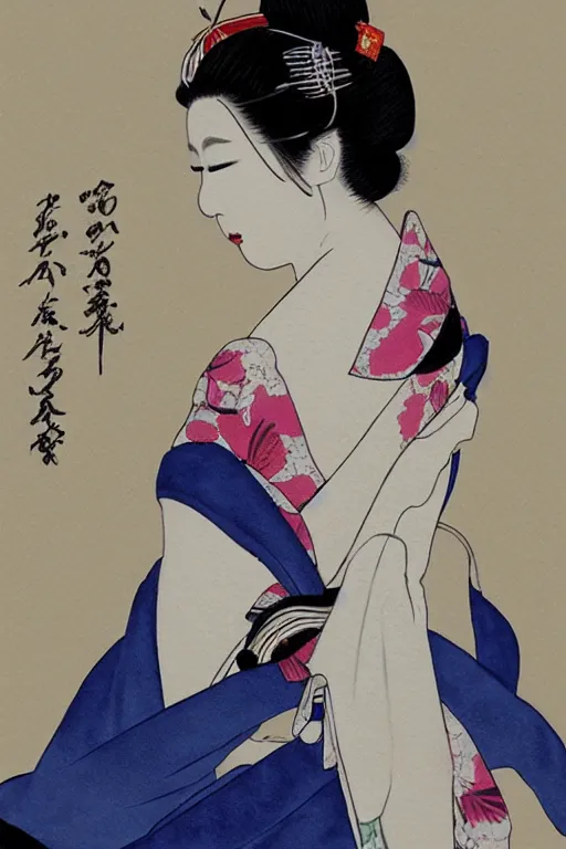 Prompt: extremely sensual geisha full body, seductive pose, uncovered shoulder, different point of view, digital art, 8k, character, realistic, portrait, photorealism, japan watercolour, masterpiece art