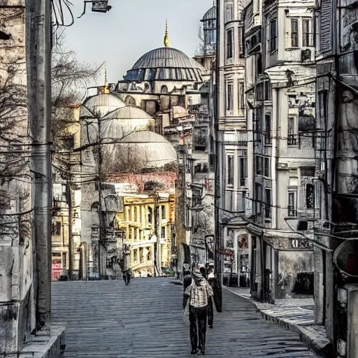 Prompt: zdzislaw bensinski style istanbul