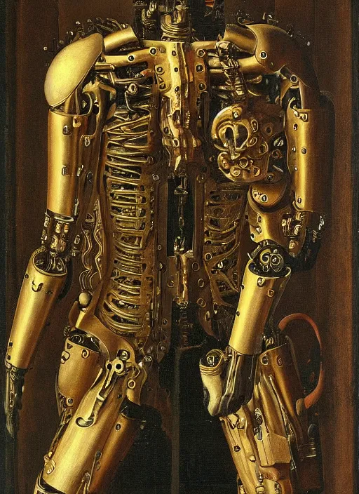 Image similar to cybernetic exoskeleton by Jan van Eyck