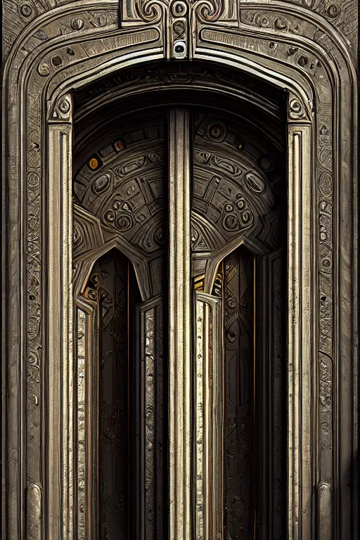 Image similar to hyper realistic ornate sci - fi double door by darek zabrocki