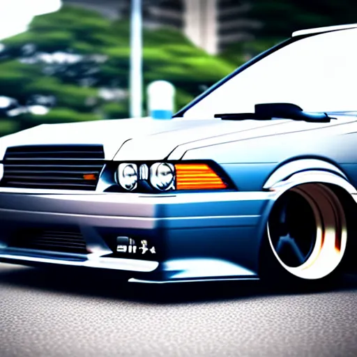 Prompt: a car JZX100 drift missile at illegal car meet, Chiba prefecture, city mist softlight, photorealistic, highly detailed, 85MM