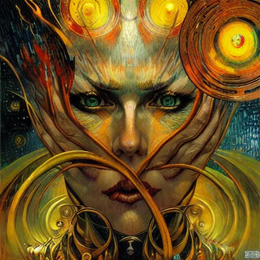 Image similar to Divine Chaos Engine by Karol Bak and Vincent Van Gogh