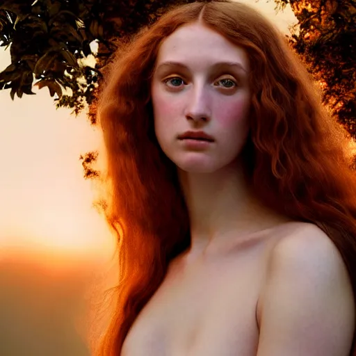 Image similar to photographic portrait of a stunningly beautiful renaissance pre raphaelite female in soft dreamy light at sunset, contemporary fashion shoot, by edward robert hughes, annie leibovitz and steve mccurry, david lazar, jimmy nelsson, breathtaking, 8 k resolution, extremely detailed, beautiful, establishing shot, artistic, hyperrealistic, beautiful face, octane render