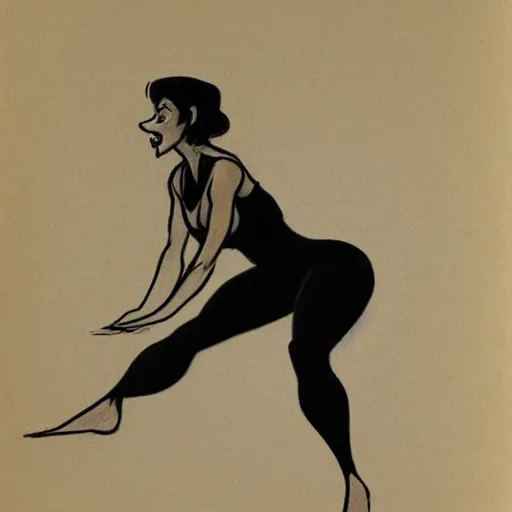 Image similar to milt kahl sketch of thick cuban girl wearing black yoga pants